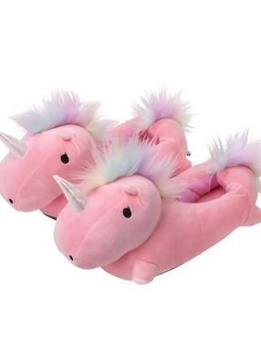NWOT Adorable Smoko Pink Unicorn Plush Slippers Novelty Footwear One Size